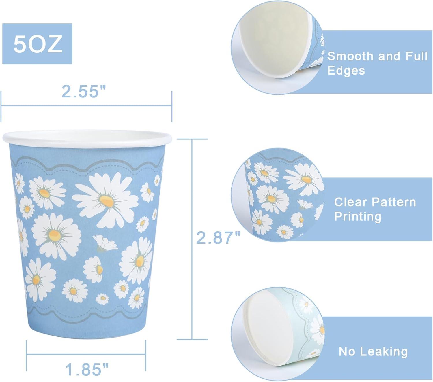 imageLamosi 5 oz Paper Cups 300 Pack Small Paper Cups 5 oz Disposable Bathroom Cup for Mouthwash Parties Picnics and BarbecuesDaisy