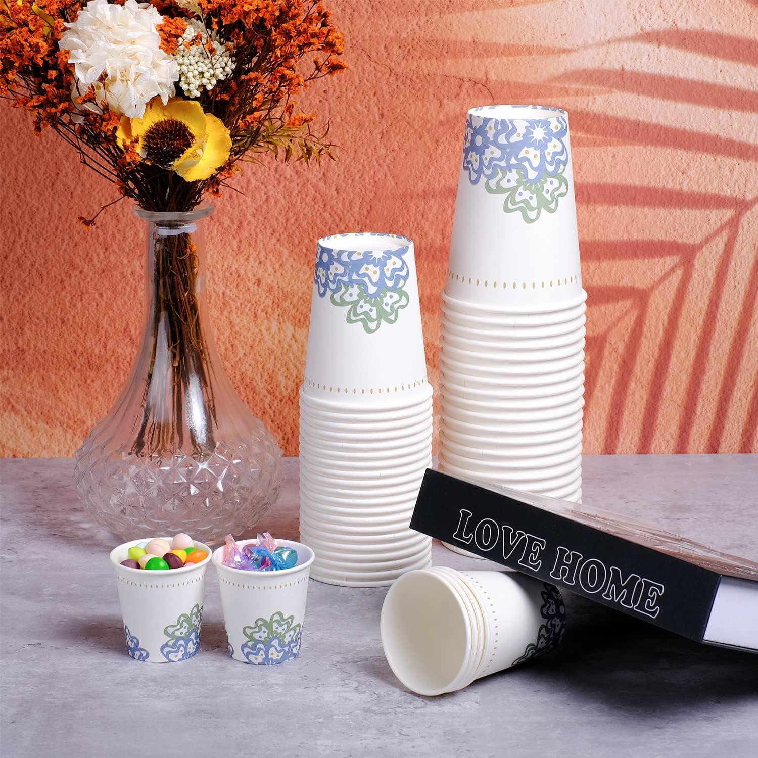 imageLamosi 5 oz Paper Cups 300 Pack Small Paper Cups 5 oz Disposable Bathroom Cup for Mouthwash Parties Picnics and BarbecuesFloral