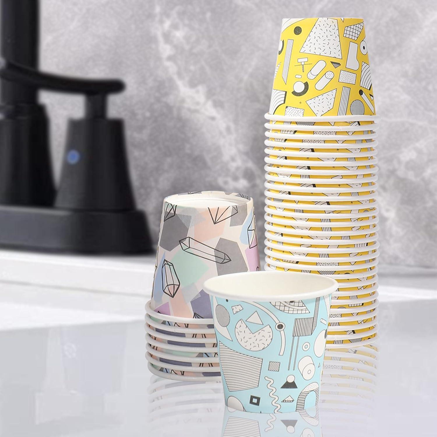 imageLamosi 5 oz Paper Cups 300 Pack Small Paper Cups 5 oz Disposable Bathroom Cup for Mouthwash Parties Picnics and BarbecuesGeometry