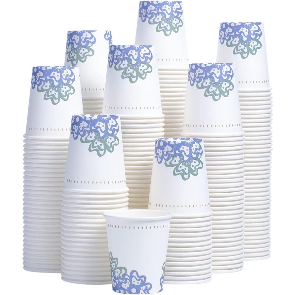 imageLamosi 5 oz Paper Cups 300 Pack Small Paper Cups 5 oz Disposable Bathroom Cup for Mouthwash Parties Picnics and BarbecuesFloral