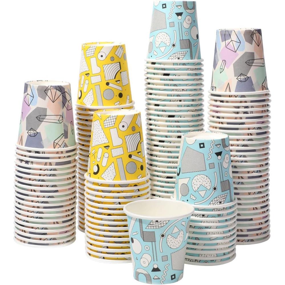 imageLamosi 5 oz Paper Cups 300 Pack Small Paper Cups 5 oz Disposable Bathroom Cup for Mouthwash Parties Picnics and BarbecuesGeometry