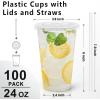 imageLamosi 100 Pack 16 oz Clear Plastic Cups with Lids and Straws Disposable Plastic Coffee Cups with Lids for Iced Coffee Cold Beverages Smoothies and ToGo Drinks24 OZ100Pack