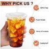 imageLamosi 100 Pack 16 oz Clear Plastic Cups with Lids and Straws Disposable Plastic Coffee Cups with Lids for Iced Coffee Cold Beverages Smoothies and ToGo Drinks24 OZ100Pack