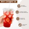 imageLamosi 100 Pack 20 OZ Clear Plastic Cups with Lids and Straws Disposable Iced Coffee Cups with Lids for ToGo Cold Drinks Smoothies and Slushie20oz100Pack