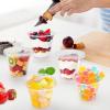 imageLamosi 100 Pack 9 oz Clear Plastic Cups with Lids Disposable Cups with Flat Lids Ideal for Ice Cream Cold Drinks Fruit Dessert Yogurt Parfait9OZ100PackFlat Lids