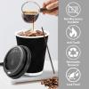 imageLamosi 12 oz Disposable Coffee Cups with Lids 50 Pack Insulated Hot Cups To Go Paper Coffee Cups with Lids and Straws Corrugated Ripple Wall Cup for Hot Drink Office Coffee Bar BlackBlack