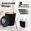 imageLamosi 12 oz Disposable Coffee Cups with Lids 50 Pack Insulated Hot Cups To Go Paper Coffee Cups with Lids and Straws Corrugated Ripple Wall Cup for Hot Drink Office Coffee Bar BlackBlack