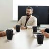imageLamosi 12 oz Disposable Coffee Cups with Lids 50 Pack Insulated Hot Cups To Go Paper Coffee Cups with Lids and Straws Corrugated Ripple Wall Cup for Hot Drink Office Coffee Bar Black500 PACK Black