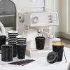 imageLamosi 12 oz Disposable Coffee Cups with Lids 50 Pack Insulated Hot Cups To Go Paper Coffee Cups with Lids and Straws Corrugated Ripple Wall Cup for Hot Drink Office Coffee Bar BlackBlack