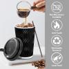 imageLamosi 12 oz Disposable Coffee Cups with Lids 50 Pack Insulated Hot Cups To Go Paper Coffee Cups with Lids and Straws Corrugated Ripple Wall Cup for Hot Drink Office Coffee Bar BlackBlack