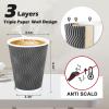 imageLamosi 500 Count 12 oz Insulated Coffee Cups Bulk Disposable Paper Cups No Lids 12oz Corrugated Ripple Wall Design for Hot Beverage GreyGray