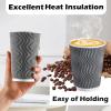 imageLamosi 500 Count 12 oz Insulated Coffee Cups Bulk Disposable Paper Cups No Lids 12oz Corrugated Ripple Wall Design for Hot Beverage GreyGray