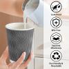 imageLamosi 500 Count 12 oz Insulated Coffee Cups Bulk Disposable Paper Cups No Lids 12oz Corrugated Ripple Wall Design for Hot Beverage GreyGray