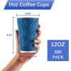 imageLamosi 500 Count 12 oz Insulated Coffee Cups Bulk Disposable Paper Cups No Lids 12oz Corrugated Ripple Wall Design for Hot Beverage GreyNavy