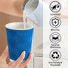 imageLamosi 500 Count 12 oz Insulated Coffee Cups Bulk Disposable Paper Cups No Lids 12oz Corrugated Ripple Wall Design for Hot Beverage GreyNavy