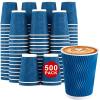 imageLamosi 500 Count 12 oz Insulated Coffee Cups Bulk Disposable Paper Cups No Lids 12oz Corrugated Ripple Wall Design for Hot Beverage GreyNavy