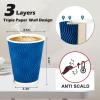 imageLamosi 500 Count 12 oz Insulated Coffee Cups Bulk Disposable Paper Cups No Lids 12oz Corrugated Ripple Wall Design for Hot Beverage GreyNavy