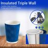 imageLamosi 500 Count 12 oz Insulated Coffee Cups Bulk Disposable Paper Cups No Lids 12oz Corrugated Ripple Wall Design for Hot Beverage GreyNavy
