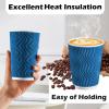 imageLamosi 500 Count 12 oz Insulated Coffee Cups Bulk Disposable Paper Cups No Lids 12oz Corrugated Ripple Wall Design for Hot Beverage GreyNavy