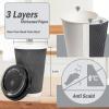 imageLamosi 500 Pack  12 oz Insulated Disposable Coffee Cups with Lids To Go Paper Coffee Cups with Lids Corrugated Ripple Wall Cup for Hot Drink Office Coffee Bar Grey500 PACK Grey