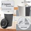 imageLamosi 500 Pack  12 oz Insulated Disposable Coffee Cups with Lids To Go Paper Coffee Cups with Lids Corrugated Ripple Wall Cup for Hot Drink Office Coffee Bar GreyGray