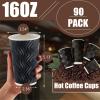 imageLamosi Coffee Cups 12 oz  120 Pack 12 oz Disposable Paper Coffee Cups Insulated Corrugated Kraft Ripple Wall Cup for Hot Beverage or Cold Drinks NavyBlack