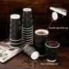 imageLamosi Coffee Cups 12 oz  120 Pack 12 oz Disposable Paper Coffee Cups Insulated Corrugated Kraft Ripple Wall Cup for Hot Beverage or Cold Drinks NavyBlack
