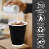 imageLamosi Disposable Coffee Cups 12 OZ 100 Pack Paper Coffee Cups 12 OZ for Hot Drinks or Cold Beverages Insulated Corrugated Ripple Wall Cup No Lids for Office Cafe Home or Travel BlackBlack