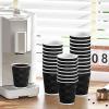 imageLamosi Disposable Coffee Cups 12 OZ 100 Pack Paper Coffee Cups 12 OZ for Hot Drinks or Cold Beverages Insulated Corrugated Ripple Wall Cup No Lids for Office Cafe Home or Travel BlackBlack