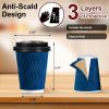 imageLamosi Disposable Coffee Cups with Lids 12 OZ 50 Pack Insulated Paper Coffee Cups with Lids Corrugated Ripple Wall To Go Coffee Cup with Lid for Hot Beverages BlueBlue