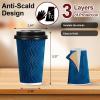 imageLamosi Disposable Coffee Cups with Lids 12 OZ 50 Pack Insulated Paper Coffee Cups with Lids Corrugated Ripple Wall To Go Coffee Cup with Lid for Hot Beverages BlueBlue