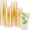 imageLamosi 100 Pack 12 oz Gold Plastic Cups Disposable Gold Glitter Plastic Cups Fancy Clear Plastic Cocktail Cups for Wedding Thanksgiving Christmas PartiesGold12OZ100