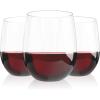 imageLamosi 24 Pack Plastic Wine Glasses Disposable 16 oz Stemless Wine Glasses for Party Reusable Crystal Clear Plastic Cups Shatterproof and BPAFreeClear