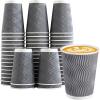 imageLamosi 500 Count 12 oz Insulated Coffee Cups Bulk Disposable Paper Cups No Lids 12oz Corrugated Ripple Wall Design for Hot Beverage GreyGray