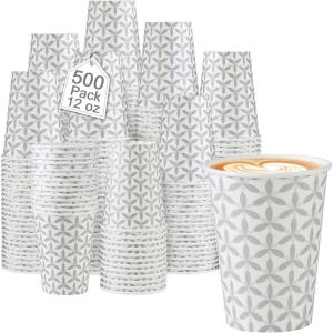 imageLamosi 180 Pack 12 oz Coffee Cups Paper Coffee Cup 12 oz Disposable Coffee Cups Leakproof Hot Drink Cup for Cafe Office Party12OZ500ct