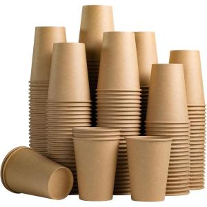 imageLamosi 200 Pack 8 OZ Kraft Paper Cups Brown Disposable Paper Coffee Cups Unbleached Paper Cups for HotCold Beverage Party Home OfficeKraft12oz210pack
