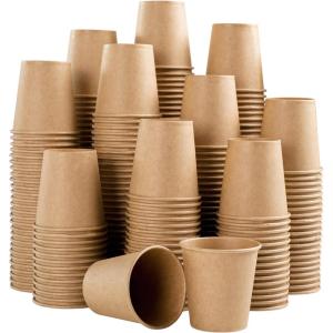 imageLamosi 200 Pack 8 OZ Kraft Paper Cups Brown Disposable Paper Coffee Cups Unbleached Paper Cups for HotCold Beverage Party Home OfficeKraft3oz600pack