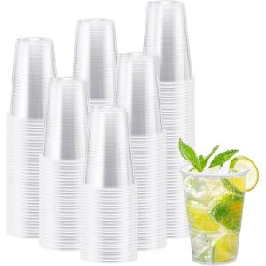 imageLamosi 300 Pack 12 oz Clear Plastic Cups12 Ounce Disposable Cups Cold Drinking Cups for Party Picnic BBQ Travel Halloween Christmas Events12 OZ300 Pack
