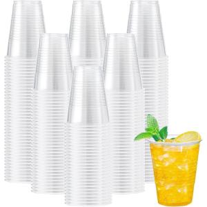 imageLamosi 300 Pack 12 oz Clear Plastic Cups12 Ounce Disposable Cups Cold Drinking Cups for Party Picnic BBQ Travel Halloween Christmas Events9 OZ300 Pack