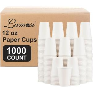 imageLamosi 300 Pack Paper Cups 8 oz Disposable Coffee Cups Paper Coffee Cups 8 oz White HotCold Beverage Drinking Cup for Water Juice or Tea Office Party Home Travel12 oz1000 Pack
