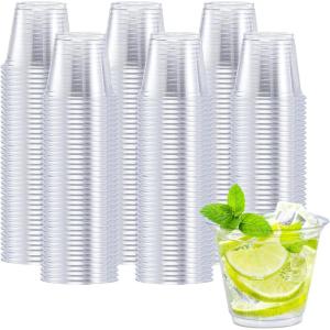 imageLamosi 9 oz Clear Plastic Cups 100 Pack Disposable Party Cups PET Clear Plastic Cocktail Tumblers for Party ampamp Wedding9OZ300PACK