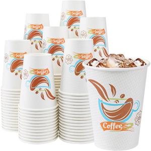 imageLamosi Coffee Cups 12 OZ 500 Pack Disposable Paper Coffee Cups Paper Cup 12 OZ for Hot Cold Drinks Leakproof Disposable Insulated Hot Cup Without Lids for Office Cafe Restaurant and Home12OZ500