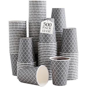 imageLamosi Coffee Cups 12OZ 500 Pack Disposable Coffee Cup Disposable Cups12 oz Hot Cups12 oz Paper Insulated Cup for Cold Hot Drinks No Lids12OZ500PACK