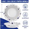 imageLamosi 150 Counts 12 oz Paper Bowls Heavy Duty Soak Proof Paper Bowls Microwave Safe Disposable Bowls Bulk for Breakfast Lunch and Dinner Meals12OZ150 Pack