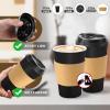 imageLamosi 100 Pack 16 oz Disposable Coffee Cups with Lids and Sleeves White LeakProof To Go Coffee Cups with Lids HotCold Beverage Drinking Cup for Home Office Hotel Parties TravelBlack16OZ100