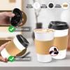 imageLamosi 100 Pack 16 oz Disposable Coffee Cups with Lids and Sleeves White LeakProof To Go Coffee Cups with Lids HotCold Beverage Drinking Cup for Home Office Hotel Parties TravelWhite16OZ100