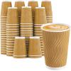 imageLamosi Disposable Coffee Cups 16 OZ 500 Pack Paper Coffee Cups 16 OZ for Hot Drinks or Cold Beverages Insulated Corrugated Ripple Wall Cup No Lids for Office Cafe Home or Travel BlackChampagne