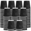 imageLamosi Disposable Coffee Cups 16 OZ 500 Pack Paper Coffee Cups 16 OZ for Hot Drinks or Cold Beverages Insulated Corrugated Ripple Wall Cup No Lids for Office Cafe Home or Travel BlackBlack