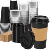 imageLamosi 500 Pack 16 oz Disposable Coffee Cups with Lids and Sleeves White LeakProof To Go Coffee Cups with Lids HotCold Beverage White Drinking Cup for Home Office Parties TravelBlack16OZ100