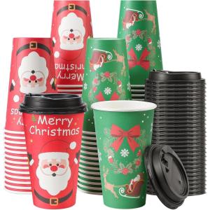 imageLamosi 500 Pack 16 oz Disposable Coffee Cups with Lids and Sleeves White LeakProof To Go Coffee Cups with Lids HotCold Beverage White Drinking Cup for Home Office Parties TravelChristmas16OZ100